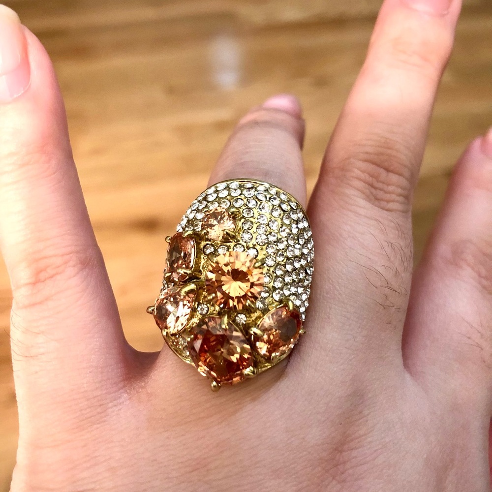 Brown crystal ring